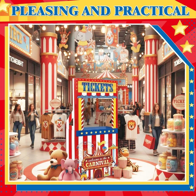 Alt view image 7 of 7 - 3D Circus Halloween Ticket Booth Creepy Carnival Decorations Cardboard Circus Ticket Booth Stand with a 7 Liter Water Weight Bag (No Water), Photo Prop Decorative Sign for Party