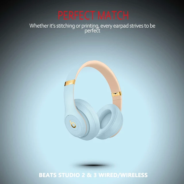 Alt view image 6 of 6 - Replacement Ear Pads for Beats Studio 3 & Studio 2, Upgraded Beats Studio 3 Replacement Parts and Beats Headphones Accessories, Compatible with B0500 B0501 Wireless Models,Crystal Blue