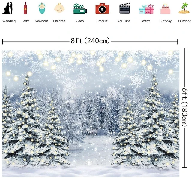 Alt view image 6 of 7 - Winter Forest Photography Backdrop Glitter Snowy Pine Tree Scene Background Winter Christmas Backdrop Xmas Happy New Year Holiday Party Decoration Banner Photo Prop