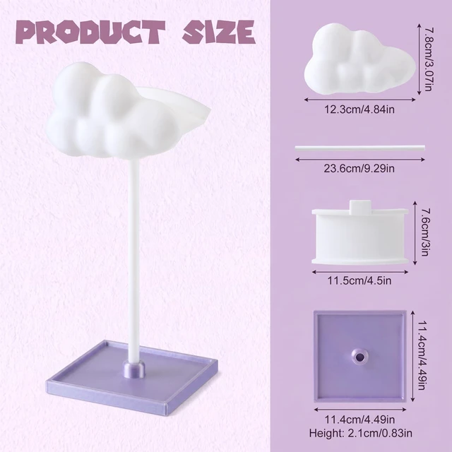 Alt view image 2 of 6 - Cloud Headphone Stand Cute Cloud Headset Holder with Weighted Base 3d, White, Detachable, Pla, Headphone Display Stand, Gaming, Desk, Office, Bedroom Decor, Cute Desk Accessories, Gift