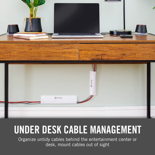 Alt view image 3 of 7 - Mountable Cable Sleeve, White, 8 in, 2 Pack Organize And Route Cords On Walls, Desks And Entertainment Centers; Removable Adhesive Mounts Damage Free