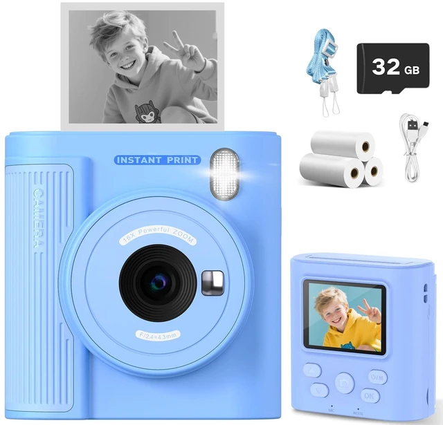 Main image of Kids Camera Instant Print for 3-12 Year Olds, HD Digital Instant Print Camera for Boys & Girls, Ideal Christmas Birthday Gift with 32GB SD Card, Easy to Use