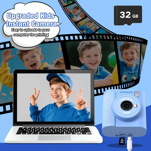 Alt view image 4 of 7 - Kids Camera Instant Print for 3-12 Year Olds, HD Digital Instant Print Camera for Boys & Girls, Ideal Christmas Birthday Gift with 32GB SD Card, Easy to Use