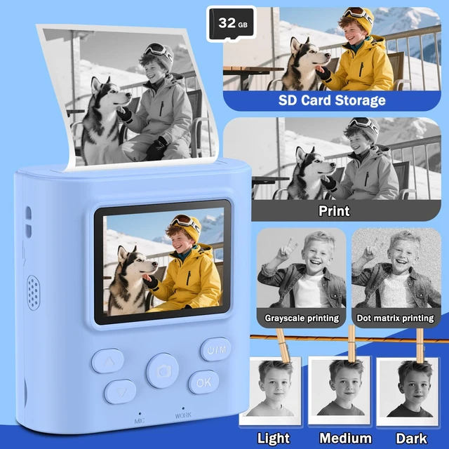 Alt view image 5 of 7 - Kids Camera Instant Print for 3-12 Year Olds, HD Digital Instant Print Camera for Boys & Girls, Ideal Christmas Birthday Gift with 32GB SD Card, Easy to Use