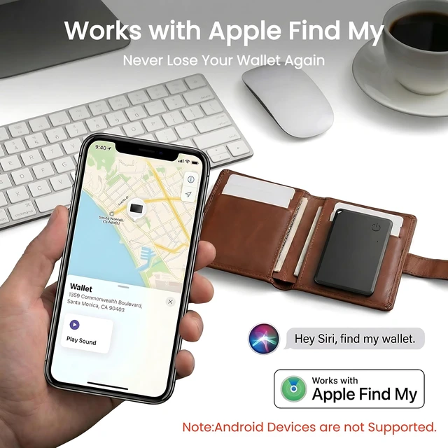 Alt view image 2 of 6 - MFi Certified Wallet Tracker Card Compatible with Apple Find My Air Tag iOS Slim Bluetooth Tracker Card For Wallets Passports Luggage With Rechargeable Battery Waterproof No Subscription Item Locator