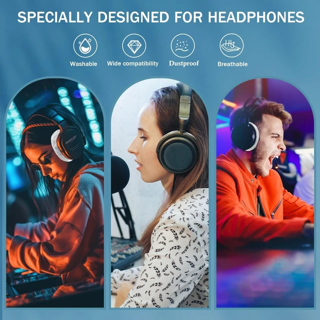 Alt view image 5 of 6 - 800 Pieces Headphone Covers Disposable Ear Covers for Headphones Earpads Headset Earcup Earphone Cover Sweatproof Sanitary (Large 11 cm)