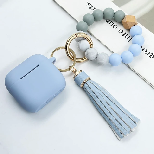 Alt view image 2 of 7 - Compatible with AirPods 4 Case Cover, Soft Silicone Protective Cover with Bracelet Keychain, Compatible with Apple AirPods 4th Generation Wireless Earbuds (Sky Blue)