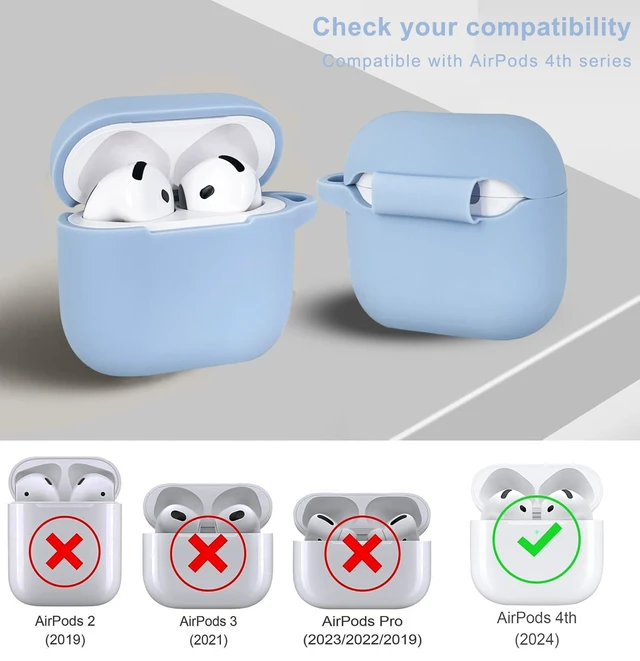 Alt view image 3 of 7 - Compatible with AirPods 4 Case Cover, Soft Silicone Protective Cover with Bracelet Keychain, Compatible with Apple AirPods 4th Generation Wireless Earbuds (Sky Blue)