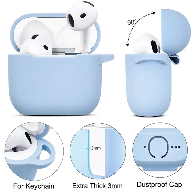 Alt view image 4 of 7 - Compatible with AirPods 4 Case Cover, Soft Silicone Protective Cover with Bracelet Keychain, Compatible with Apple AirPods 4th Generation Wireless Earbuds (Sky Blue)