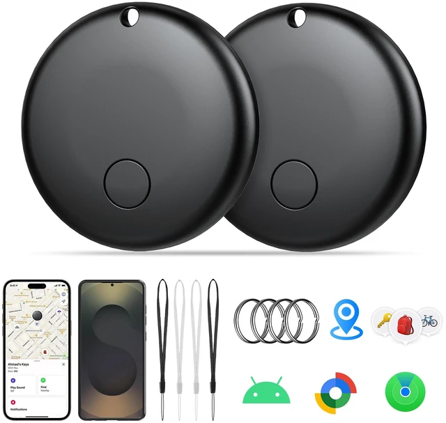 Main image of Tracker Tag-2 Pack Item Locator for Android & iOS Bluetooth Tracker,Key Finders,Smart Tags Work with Apple Find My & Google's Find Hub