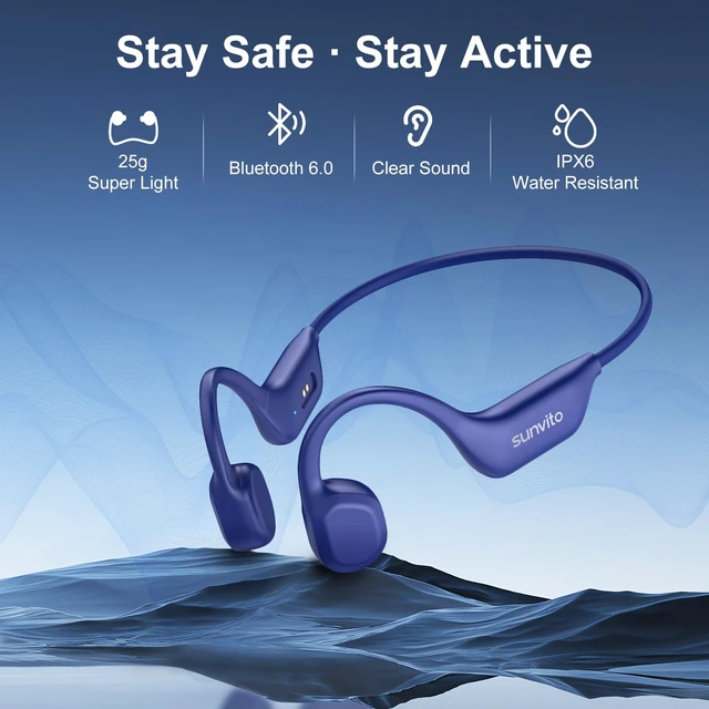 Alt view image 2 of 7 - Bone Conduction Headphones Bluetooth 6.0,Open Ear Wireless Sport Headphones Lightweight Wireless Sports Headphones, 10H Playtime, IPX6 Sweatproof Headphones for Running, Gym, Cycling