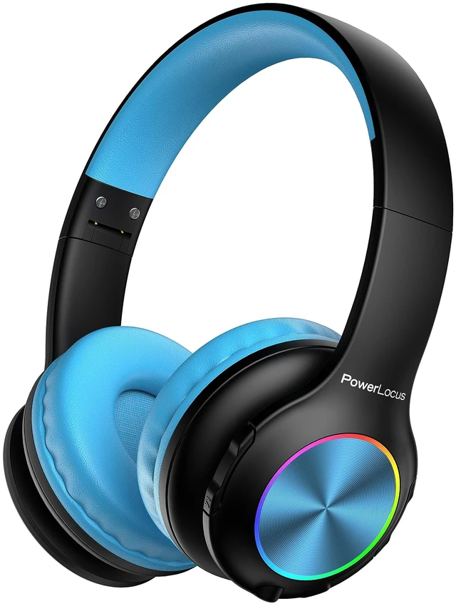 Main image of Kids Bluetooth Headphones, LED Lights, with Fabric Carry Case Over Ear Kids Wireless Headphones, 74/85/94dB Safe Volume, Micro SD, Wired Mode, HD Stereo, Built-in Mic for Travel/Tablet/PC
