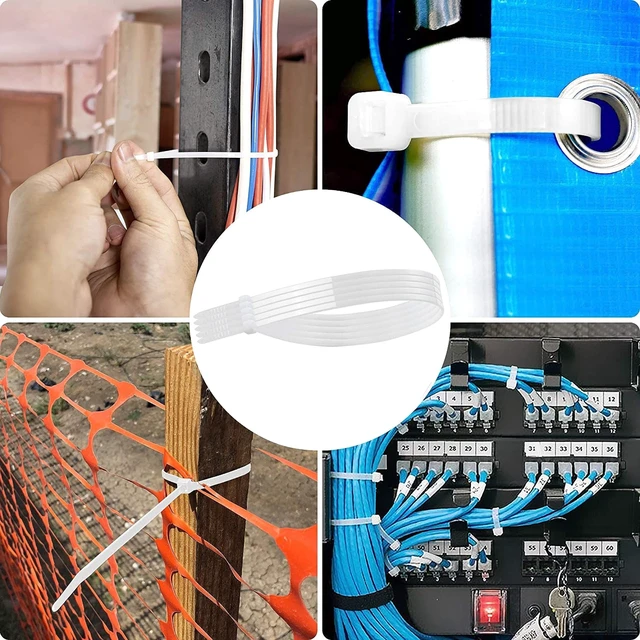 Alt view image 7 of 7 - 1000-Piece Set Zip Cable Ties - 12-Inch Heavy Duty Self-Locking Nylon Wire Ties - 40 lbs Tensile Strength for Indoor or Outdoor Use - Durable, UV and Temperature Resistant White Zip Ties