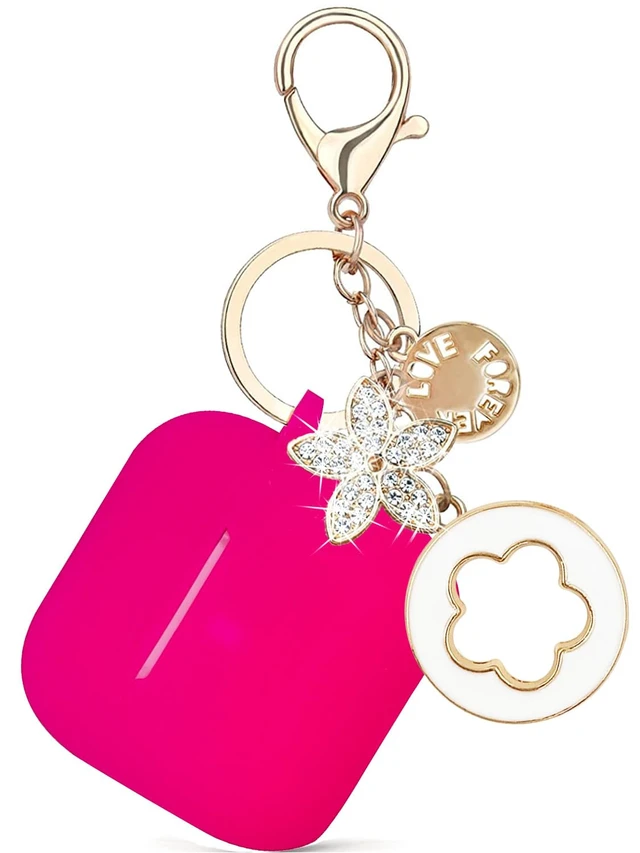 Alt view image 2 of 7 - Airpods 4 Cases Silicone Protective Case for Airpod 4 with Bling Keychain for Apple AirPods 4th Generation Wireless Earbuds with Cleaner Kit (Hot Pink)