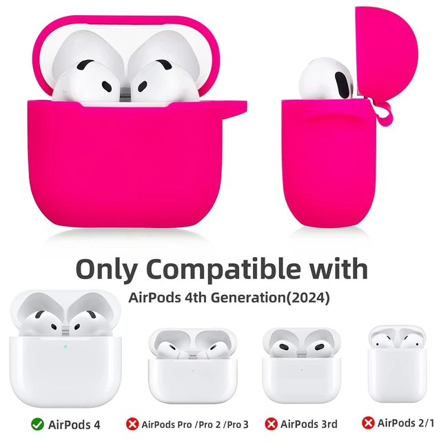 Alt view image 3 of 7 - Airpods 4 Cases Silicone Protective Case for Airpod 4 with Bling Keychain for Apple AirPods 4th Generation Wireless Earbuds with Cleaner Kit (Hot Pink)
