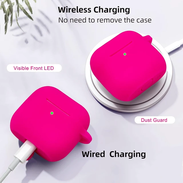 Alt view image 4 of 7 - Airpods 4 Cases Silicone Protective Case for Airpod 4 with Bling Keychain for Apple AirPods 4th Generation Wireless Earbuds with Cleaner Kit (Hot Pink)