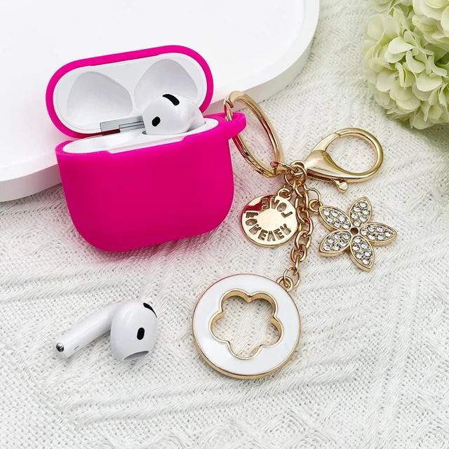 Alt view image 6 of 7 - Airpods 4 Cases Silicone Protective Case for Airpod 4 with Bling Keychain for Apple AirPods 4th Generation Wireless Earbuds with Cleaner Kit (Hot Pink)