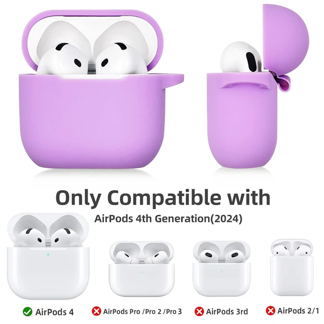 Alt view image 3 of 7 - Airpods 4 Cases Silicone Protective Case for Airpod 4 with Bling Keychain for Apple AirPods 4th Generation Wireless Earbuds with Cleaner Kit (Light Purple)