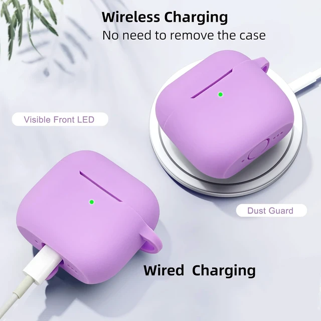 Alt view image 4 of 7 - Airpods 4 Cases Silicone Protective Case for Airpod 4 with Bling Keychain for Apple AirPods 4th Generation Wireless Earbuds with Cleaner Kit (Light Purple)
