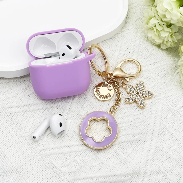 Alt view image 6 of 7 - Airpods 4 Cases Silicone Protective Case for Airpod 4 with Bling Keychain for Apple AirPods 4th Generation Wireless Earbuds with Cleaner Kit (Light Purple)