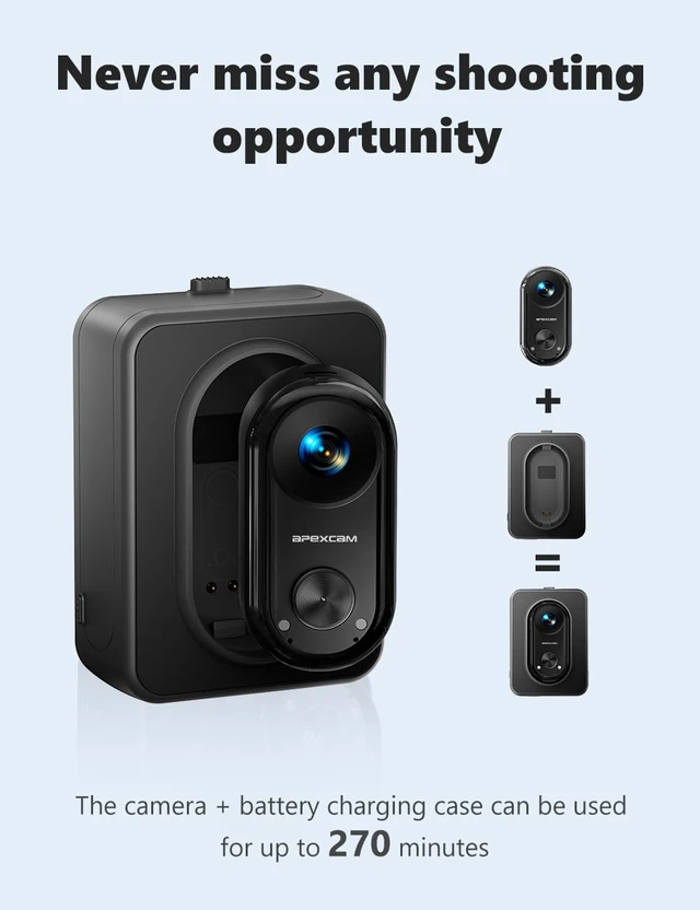 Alt view image 6 of 7 - K70 4K Mini Body Camera POV Action Camera Portable Thumb Wearable Sport Camera WiFi EIS 30M Waterproof Underwater Hands-Free Audio Recording Cam with Magnetic Mount for Vlogging Motorcycling