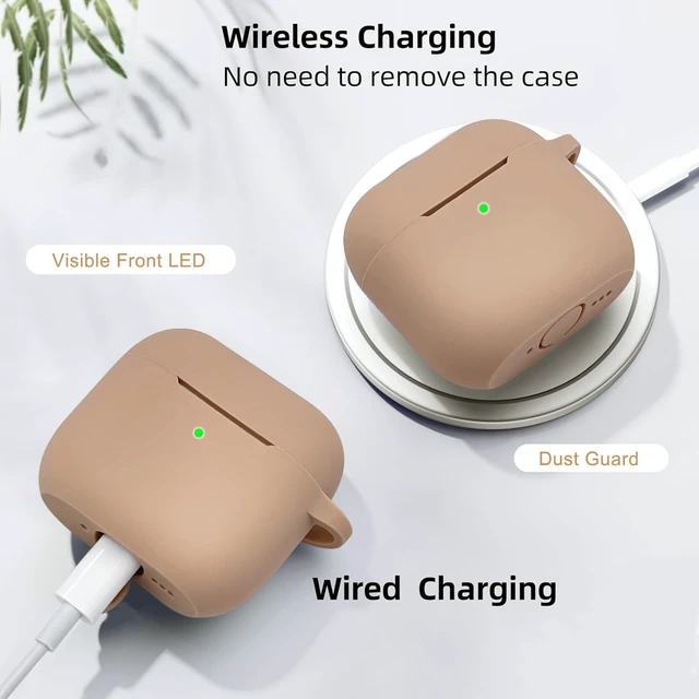 Alt view image 4 of 7 - Airpods 4 Cases Silicone Protective Case for Airpod 4 with Bling Keychain for Apple AirPods 4th Generation Wireless Earbuds with Cleaner Kit (Milk Tea)