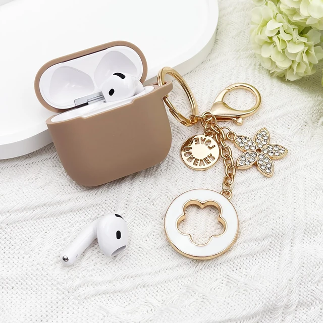 Alt view image 6 of 7 - Airpods 4 Cases Silicone Protective Case for Airpod 4 with Bling Keychain for Apple AirPods 4th Generation Wireless Earbuds with Cleaner Kit (Milk Tea)