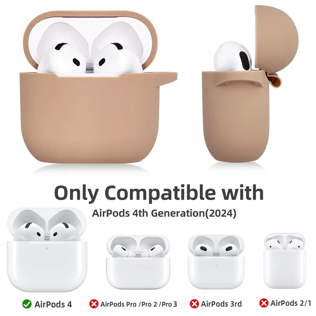 Alt view image 3 of 7 - Airpods 4 Cases Silicone Protective Case for Airpod 4 with Bling Keychain for Apple AirPods 4th Generation Wireless Earbuds with Cleaner Kit (Milk Tea)