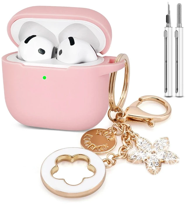Main image of Airpods 4 Cases Silicone Protective Case for Airpod 4 with Bling Keychain for Apple AirPods 4th Generation Wireless Earbuds with Cleaner Kit (Pink)