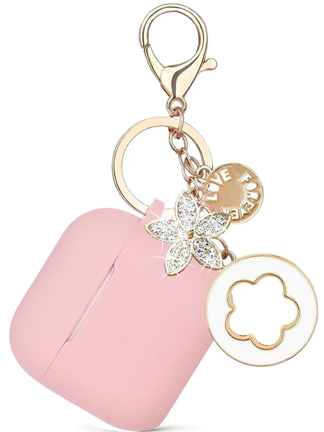 Alt view image 2 of 7 - Airpods 4 Cases Silicone Protective Case for Airpod 4 with Bling Keychain for Apple AirPods 4th Generation Wireless Earbuds with Cleaner Kit (Pink)