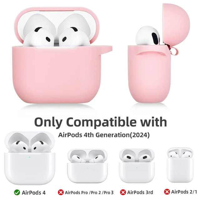 Alt view image 3 of 7 - Airpods 4 Cases Silicone Protective Case for Airpod 4 with Bling Keychain for Apple AirPods 4th Generation Wireless Earbuds with Cleaner Kit (Pink)