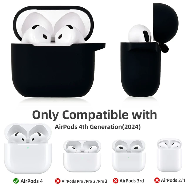 Alt view image 3 of 7 - Airpods 4 Cases Silicone Protective Case for Airpod 4 with Bling Keychain for Apple AirPods 4th Generation Wireless Earbuds with Cleaner Kit (Black)