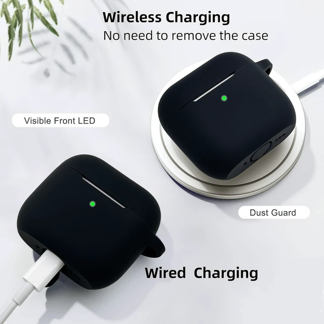 Alt view image 4 of 7 - Airpods 4 Cases Silicone Protective Case for Airpod 4 with Bling Keychain for Apple AirPods 4th Generation Wireless Earbuds with Cleaner Kit (Black)
