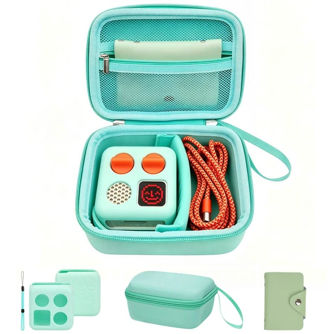 Main image of Travel Storage Case and Thicken Silicone Cover Compatible with Yoto Mini Player - Kids Audio & Music Player and Card Holder for Yoto Card Hold Up to 10 Cards (Green)