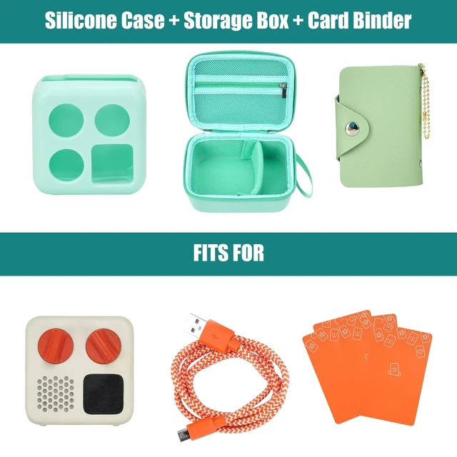 Alt view image 2 of 7 - Travel Storage Case and Thicken Silicone Cover Compatible with Yoto Mini Player - Kids Audio & Music Player and Card Holder for Yoto Card Hold Up to 10 Cards (Green)