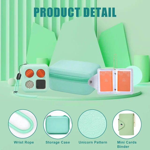 Alt view image 4 of 7 - Travel Storage Case and Thicken Silicone Cover Compatible with Yoto Mini Player - Kids Audio & Music Player and Card Holder for Yoto Card Hold Up to 10 Cards (Green)