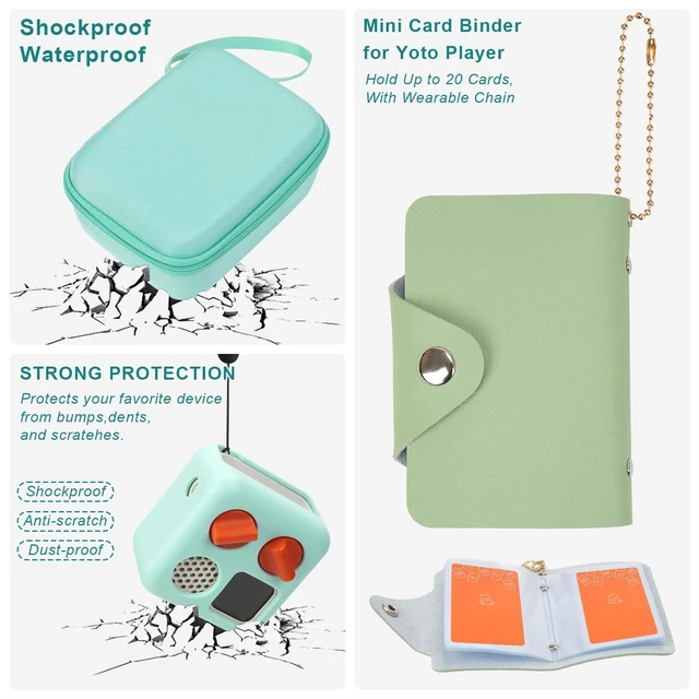 Alt view image 5 of 7 - Travel Storage Case and Thicken Silicone Cover Compatible with Yoto Mini Player - Kids Audio & Music Player and Card Holder for Yoto Card Hold Up to 10 Cards (Green)