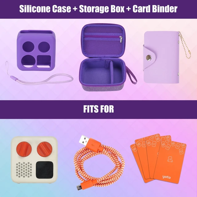 Alt view image 2 of 7 - Travel Storage Case and Thicken Silicone Cover Compatible with Yoto Mini Player - Kids Audio & Music Player and Card Holder for Yoto Card Hold Up to 10 Cards (Purple)