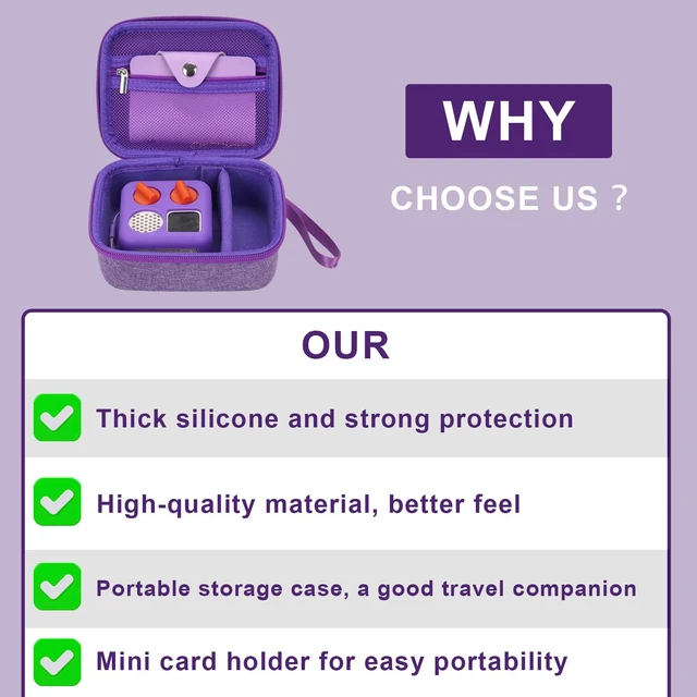 Alt view image 3 of 7 - Travel Storage Case and Thicken Silicone Cover Compatible with Yoto Mini Player - Kids Audio & Music Player and Card Holder for Yoto Card Hold Up to 10 Cards (Purple)