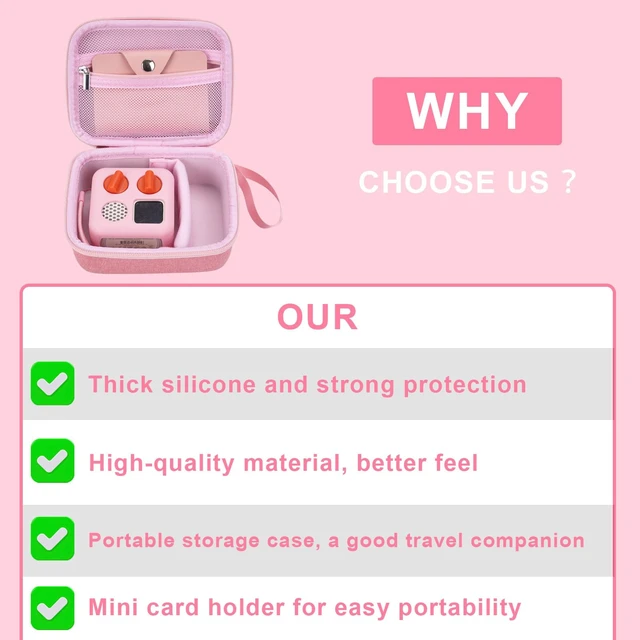 Alt view image 3 of 7 - Travel Storage Case and Thicken Silicone Cover Compatible with Yoto Mini Player - Kids Audio & Music Player and Card Holder for Yoto Card Hold Up to 10 Cards (Pink)