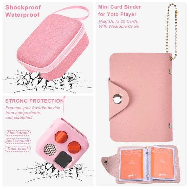 Alt view image 5 of 7 - Travel Storage Case and Thicken Silicone Cover Compatible with Yoto Mini Player - Kids Audio & Music Player and Card Holder for Yoto Card Hold Up to 10 Cards (Pink)