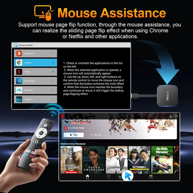 Alt view image 7 of 7 - Android 14.0 TV Stick HS86 T2 4K 2GB RAM 16GB ROM Dual Wi-Fi BT5.4 2.4G/5GHz Dual Band Wi-Fi, Bluetooth 5.4, Remote Control Included, 4K Ultra HD Decoding, Black Smart Streaming Media Stick