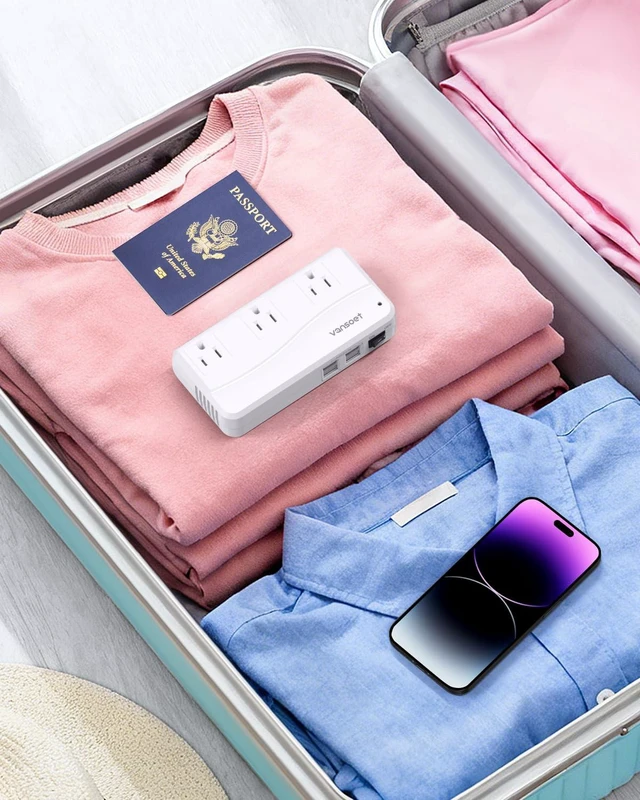 Alt view image 7 of 7 - 220V to 110V Travel Converter, Voltage Converter US to Europe, Power Converter with 3 AC Sockets and 4 USB-A Ports, Universal Plug Adapter for EU Italy Spain Germany UK France Australia Japan