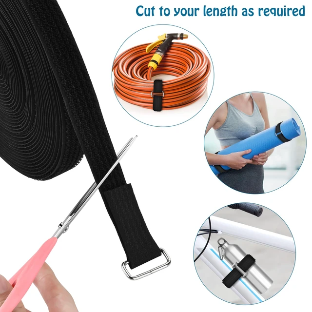 Alt view image 4 of 7 - 0.75" x39.4ft Hook and Loop Straps with 60 Buckles Adjustable Cut-to-Length Cable Ties - Reusable Nylon Fastening Tape Cable Straps for Storage or Organization (0.75in x 39.4ft)