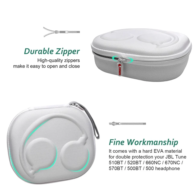 Alt view image 6 of 7 - Hard Case for Bose QuietComfort, QC Ultra, QC 45, QC 35, QC45 SE, QC SE or Skullcandy Crusher Evo, Hesh ANC, Hesh Evo, Crusher ANC 2, Crusher, Riff 2 Noise Headphones (White)