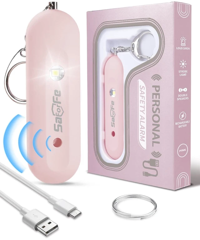 Main image of Personal Safety Alarm for Women - Waterproof Rechargeable Security Alarm - 140dB Extra Loud Siren with SOS Strobe Light - Self Defense Keychain for Women Girls Teens Seniors(Pink)