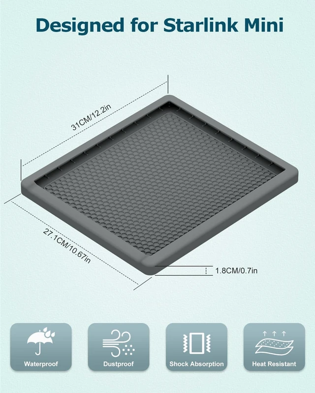 Alt view image 3 of 6 - Starlink Mini Silicone Cover for Starlink Mini Accessories Protective Case Waterproof Weatherproof Antenna Protective Cover Protector,Travel Outdoor Camping Portable All-Round Protection Case Grey