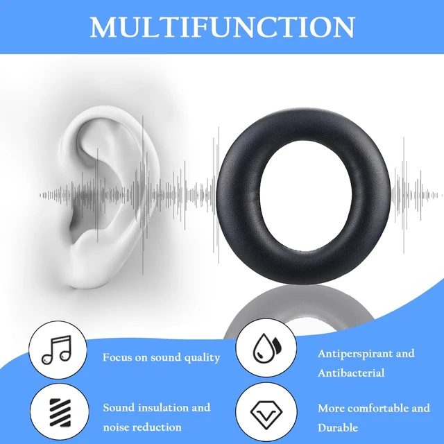 Alt view image 4 of 7 - Replacement Ear Pads for Sony PlayStation 5 Pulse PS5 3D Headset,PS5 Protein Leather Ear Cushions,Securely Memory Foam Headset Earpads(Black