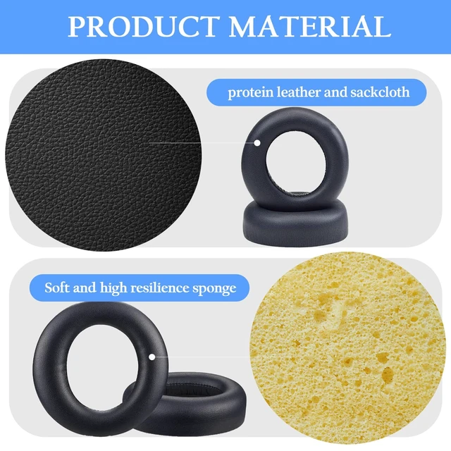 Alt view image 3 of 7 - Replacement Ear Pads for Sony PlayStation 5 Pulse PS5 3D Headset,PS5 Protein Leather Ear Cushions,Securely Memory Foam Headset Earpads(Black