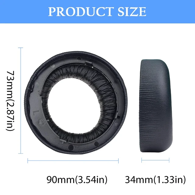 Alt view image 6 of 7 - Replacement Ear Pads for Sony PlayStation 5 Pulse PS5 3D Headset,PS5 Protein Leather Ear Cushions,Securely Memory Foam Headset Earpads(Black